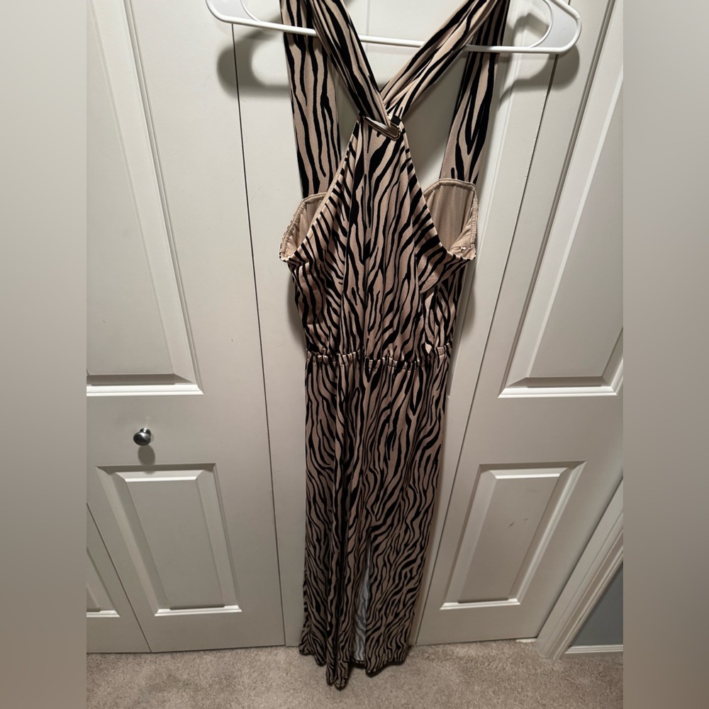 INC International Concepts Black and Tan Patterned maxi dress